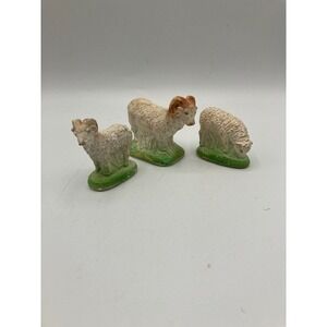 Vintage Chalkware Sheep Figurines Set of‎ 3 Farmhouse Decor Animal Collectibles